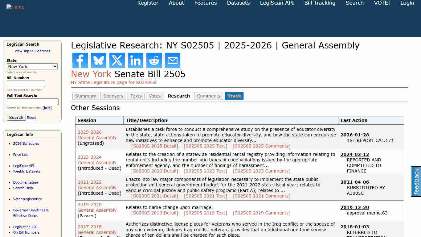 Legislative Research: NY S02505 2025-2026 General Assembly LegiScan