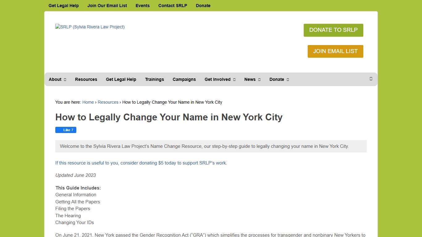 How to Legally Change Your Name in New York City SRLP (Sylvia Rivera Law Project)